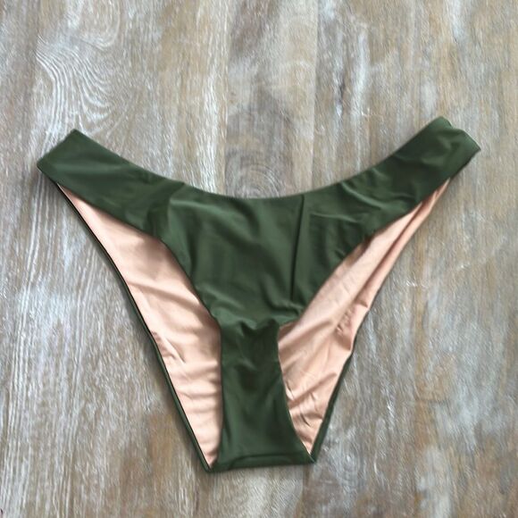 J Crew Curved Waist Bikini Bottom Medium Green‎ - Picture 2 of 9